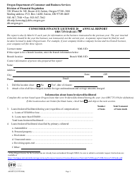 Form 440-4818 Consumer Finance Licensee Annual Report - Oregon
