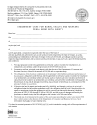 Document preview: Form 440-3375 Endowment Care for Burial Vaults and Markers Penal Bond With Surety - Oregon