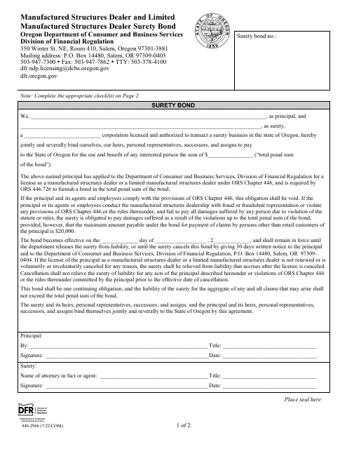 Form 440-2966  Printable Pdf