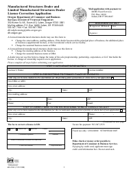 Form 440-2964 Manufactured Structures Dealer and Limited Manufactured Structures Dealer License Correction Application - Oregon