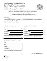 Document preview: Form 440-3437 Notice of Appointment of Successor Depository or Master Trustee - Oregon