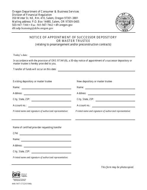 Form 440-3437  Printable Pdf
