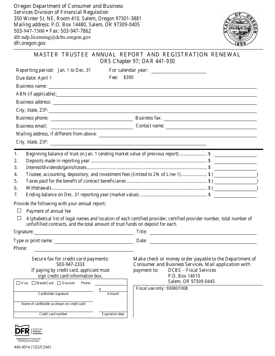 Form 4404017 Fill Out, Sign Online and Download Fillable PDF, Oregon Templateroller