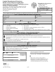 Document preview: Form 440-5455 Limited Manufactured Structures Dealer License Renewal Application - Oregon