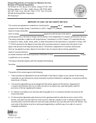 Document preview: Form 440-4603 Deposit in Lieu of Security Device - Oregon