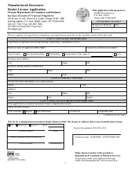 Document preview: Form 440-2962 Manufactured Structures Dealer License Application - Oregon