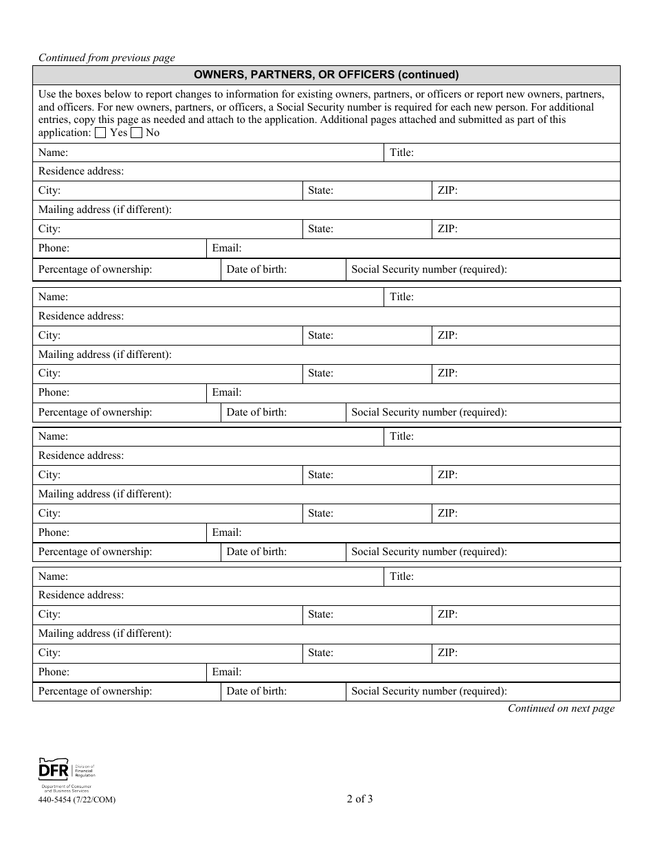 Form 440-5454 Manufactured Structures Dealer License Renewal Application - Oregon, Page 4