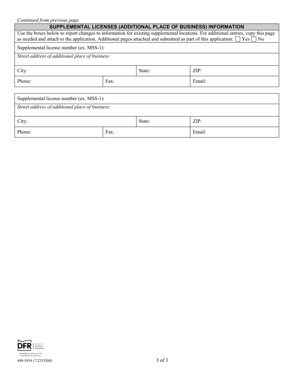 Form 440-5454 Manufactured Structures Dealer License Renewal Application - Oregon, Page 5