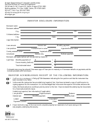 Document preview: Form 440-4827 Investor Disclosure Information - Oregon