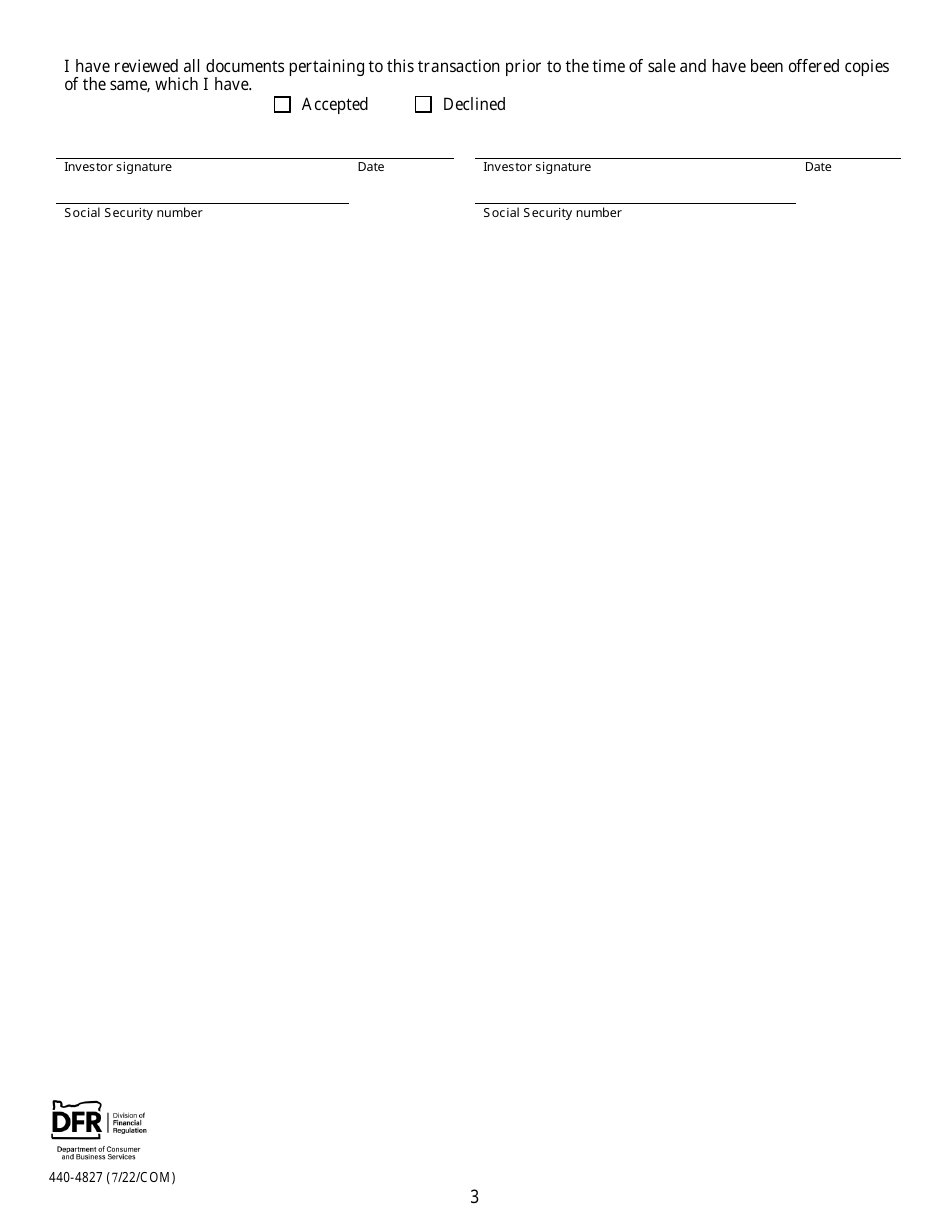 Form 440-4827 Investor Disclosure Information - Oregon, Page 3