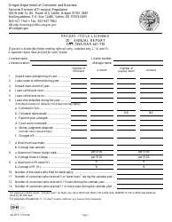 Document preview: Form 440-4817 Payday/Title Licensee Annual Report - Oregon