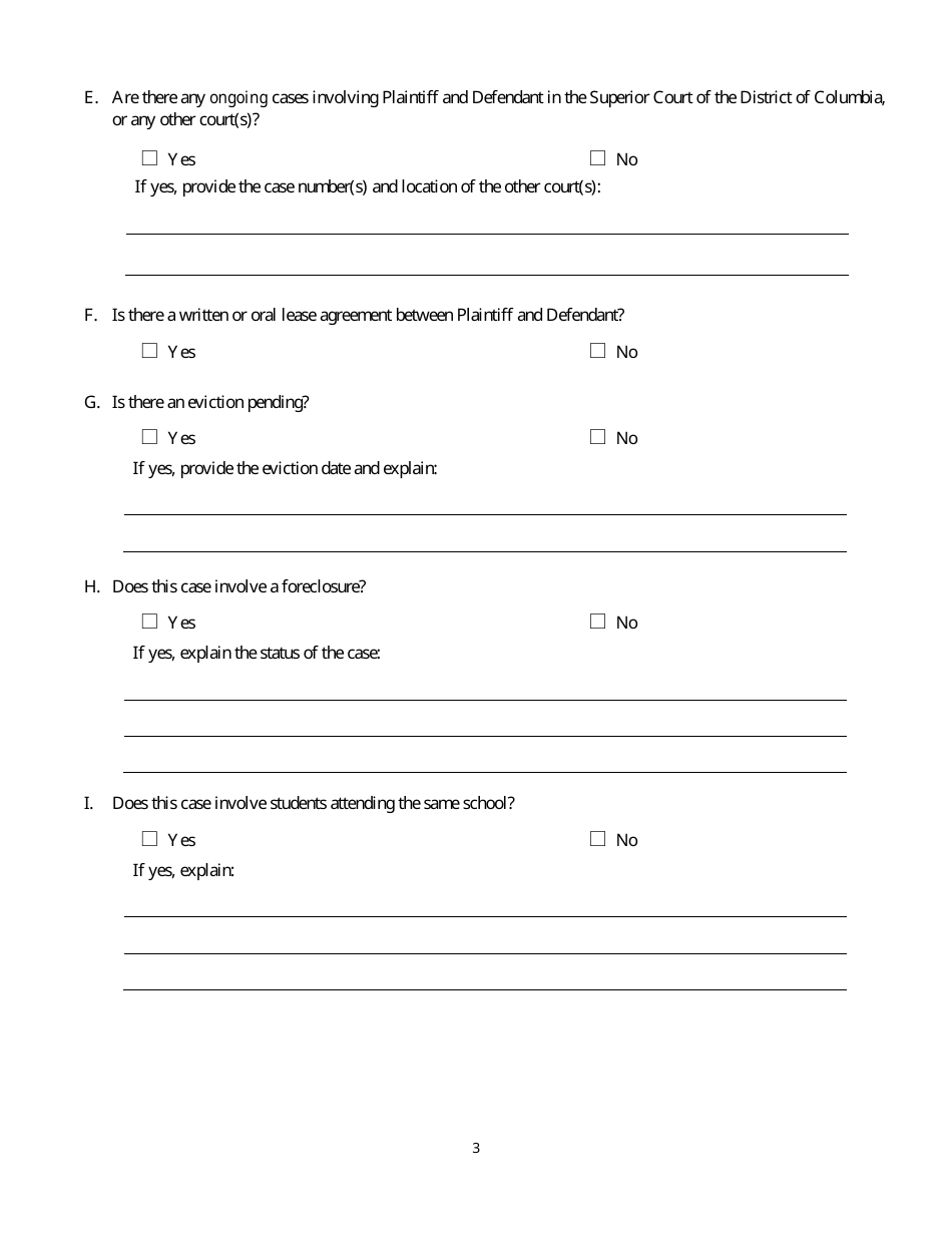 Form CA-3073 Motion for Restraining Order - Washington, D.C., Page 3