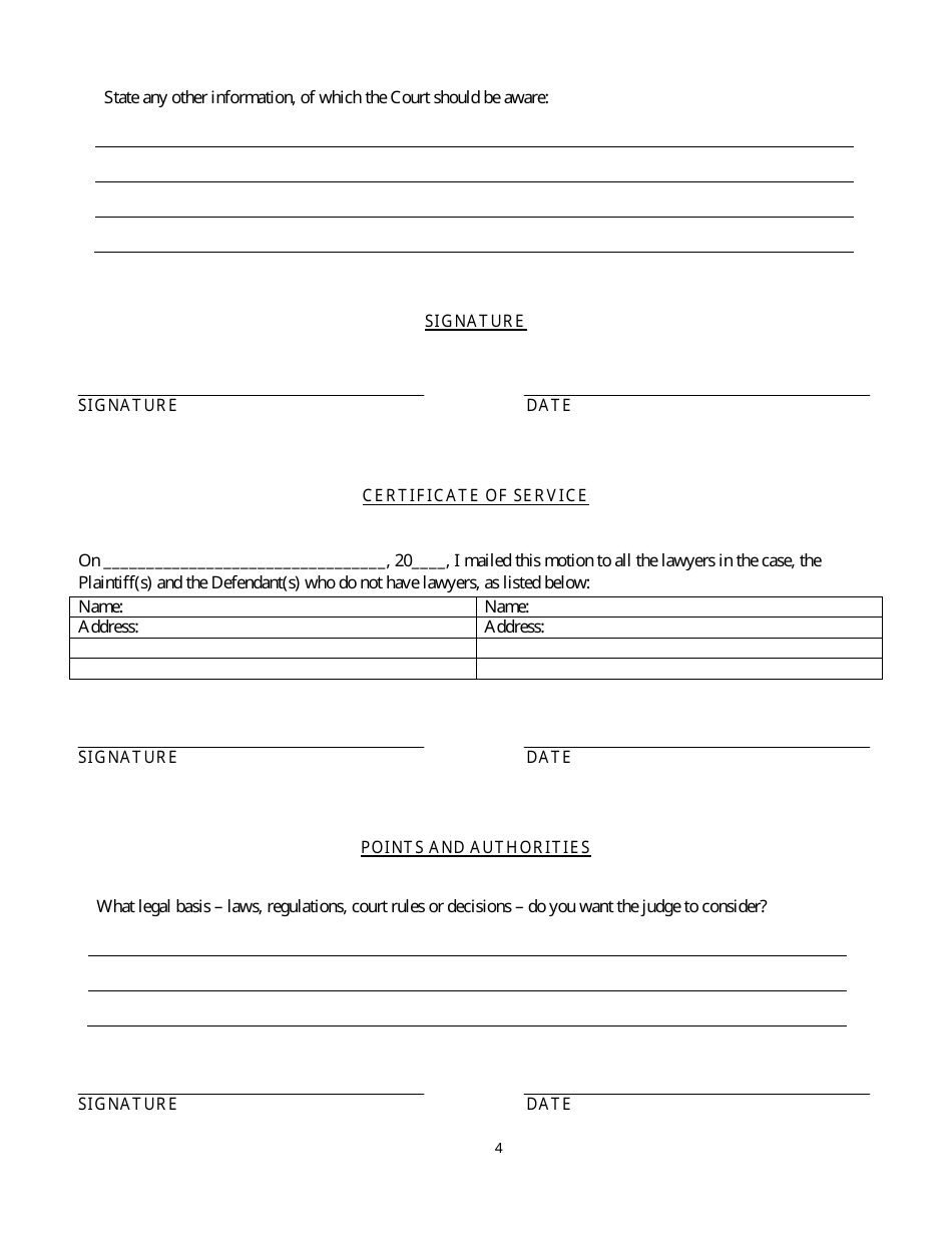 Form CA-3073 Motion for Restraining Order - Washington, D.C., Page 4