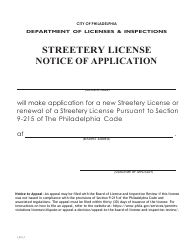 Form L_041_F Streetery License Notice of Application - City of Philadelphia, Pennsylvania