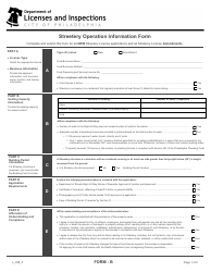 Document preview: Form B (L_038_F) Streetery Operation Information Form - City of Philadelphia, Pennsylvania