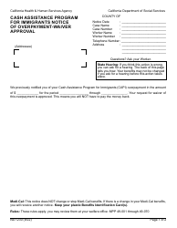 Document preview: Form NA1230 Notice of Overpayment - Waiver Approval - Cash Assistance Program for Immigrants - California