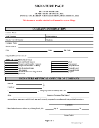 Document preview: Annual Tax Return Signature Page - Nebraska, 2022