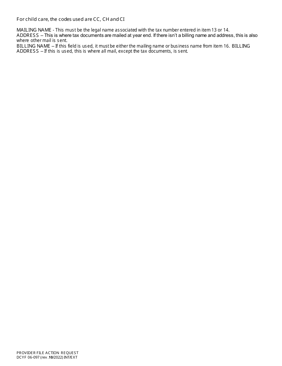 DCYF Form 06-097 Provider File Action Request - Washington, Page 3