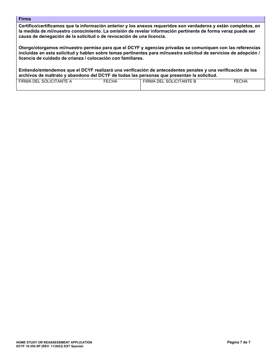 DCYF Formulario 10-354 Solicitud De Estudio Del Hogar O Reevaluacion - Washington (Spanish), Page 7
