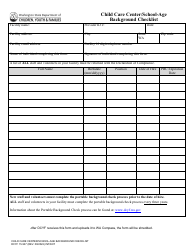 DCYF Form 15-937 Child Care Center/School-Age Background Checklist - Washington