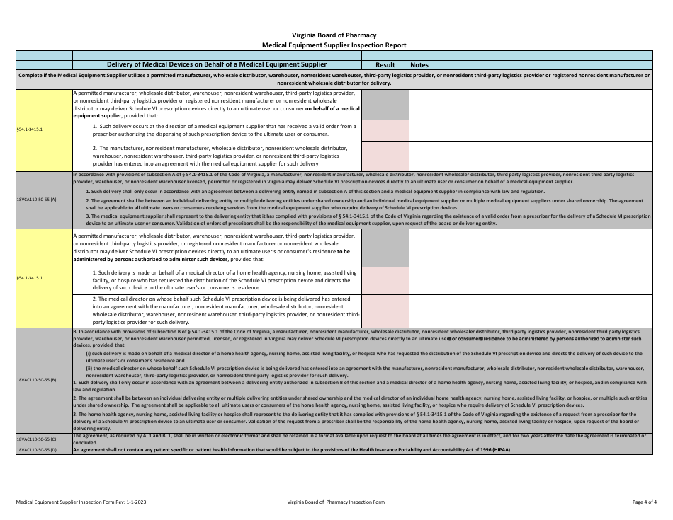 Medical Equipment Supplier Inspection Report - Virginia, Page 4