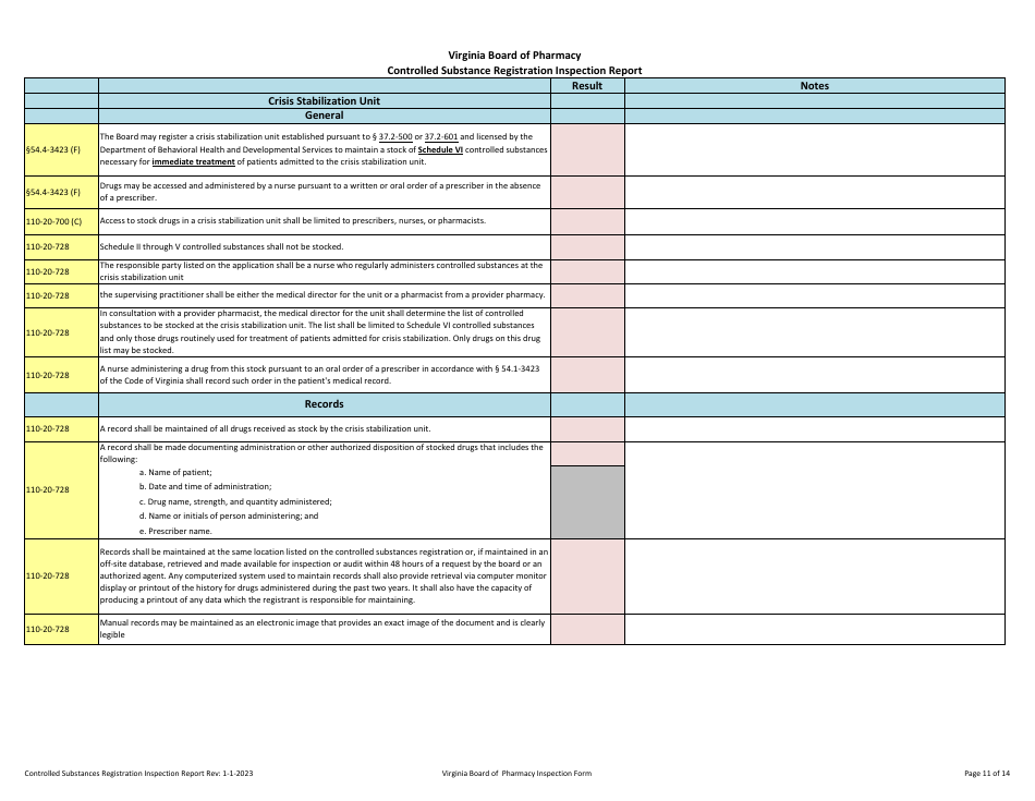 Virginia Controlled Substances Registration Inspection Report Download ...