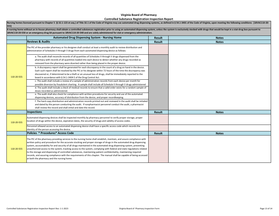 Virginia Controlled Substances Registration Inspection Report Download ...