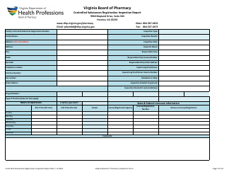 Controlled Substances Registration Inspection Report - Virginia