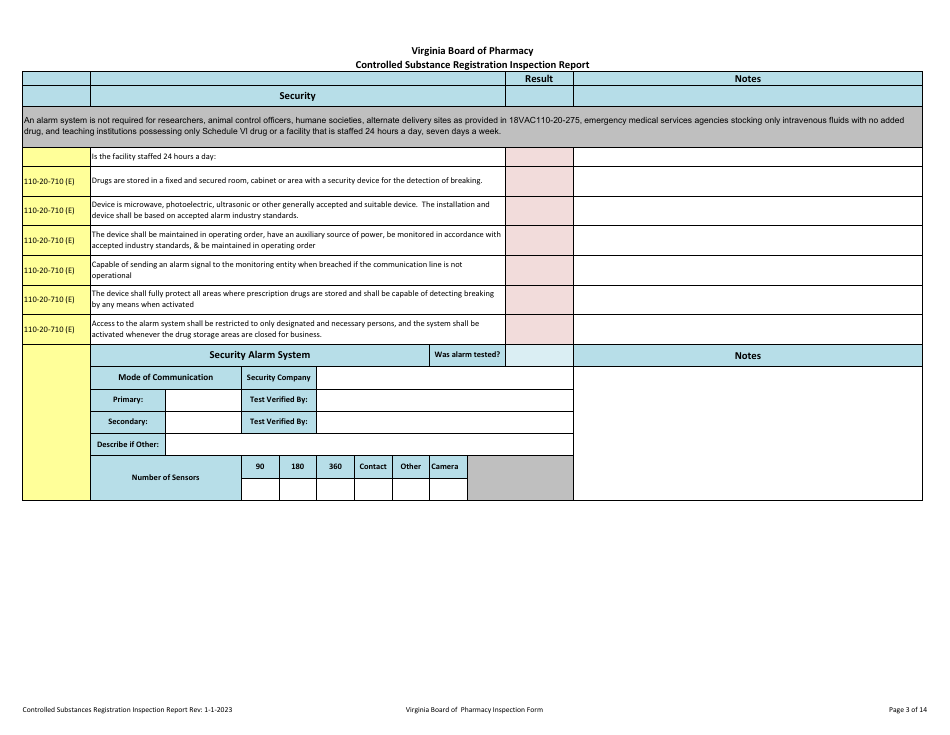Controlled Substances Registration Inspection Report - Virginia, Page 3
