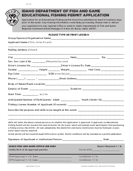 Document preview: Form SP-119 Educational Fishing Permit Application - Idaho