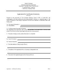 Application for Certificate of Authority - Arkansas