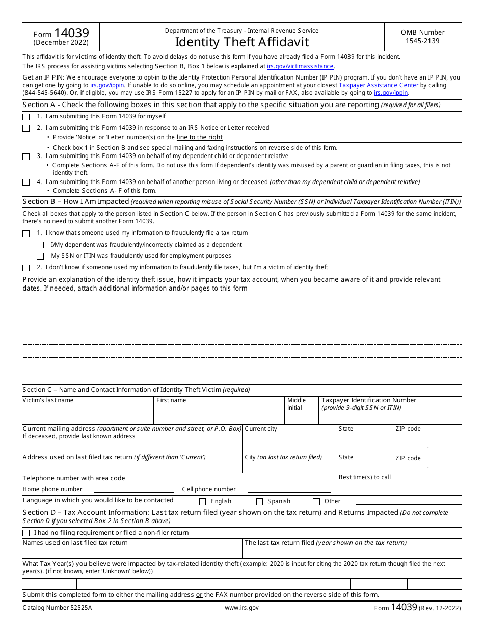 Irs Form 14039 Fill Out Sign Online And Download Fillable Pdf Templateroller 0096