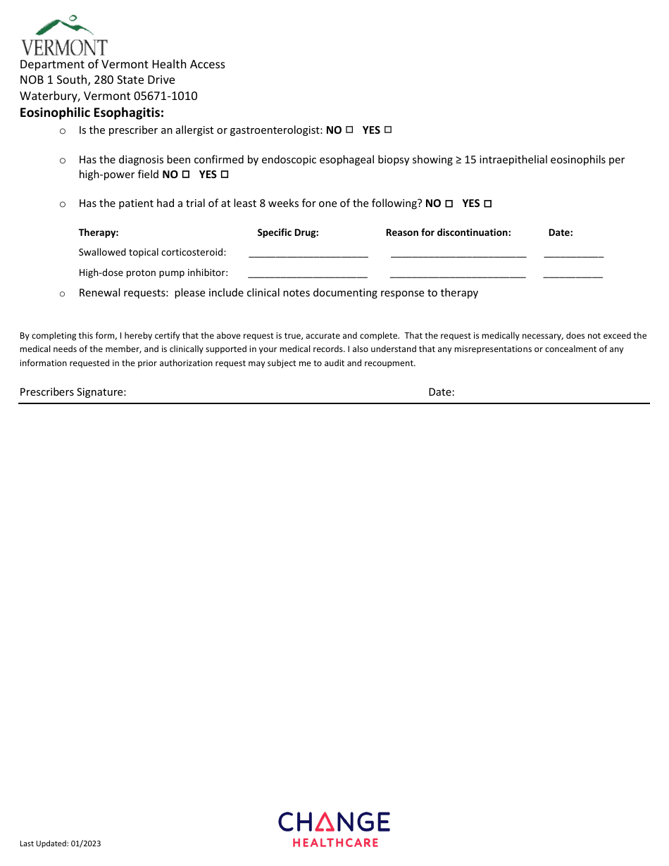 Dupixent Prior Authorization Request Form - Vermont, Page 3