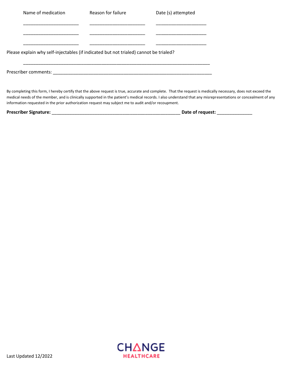 Infliximab Prior Authorization Request Form - Vermont, Page 2