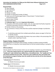 Instructions for PD AVIAN Form 02 High Path Avian Influenza Pcr Submission Form - Pennsylvania, Page 2