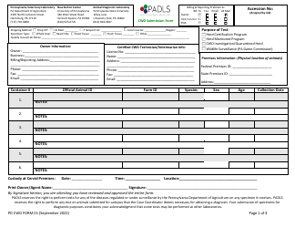 PD CWD Form 01 Cwd Submission Form - Pennsylvania