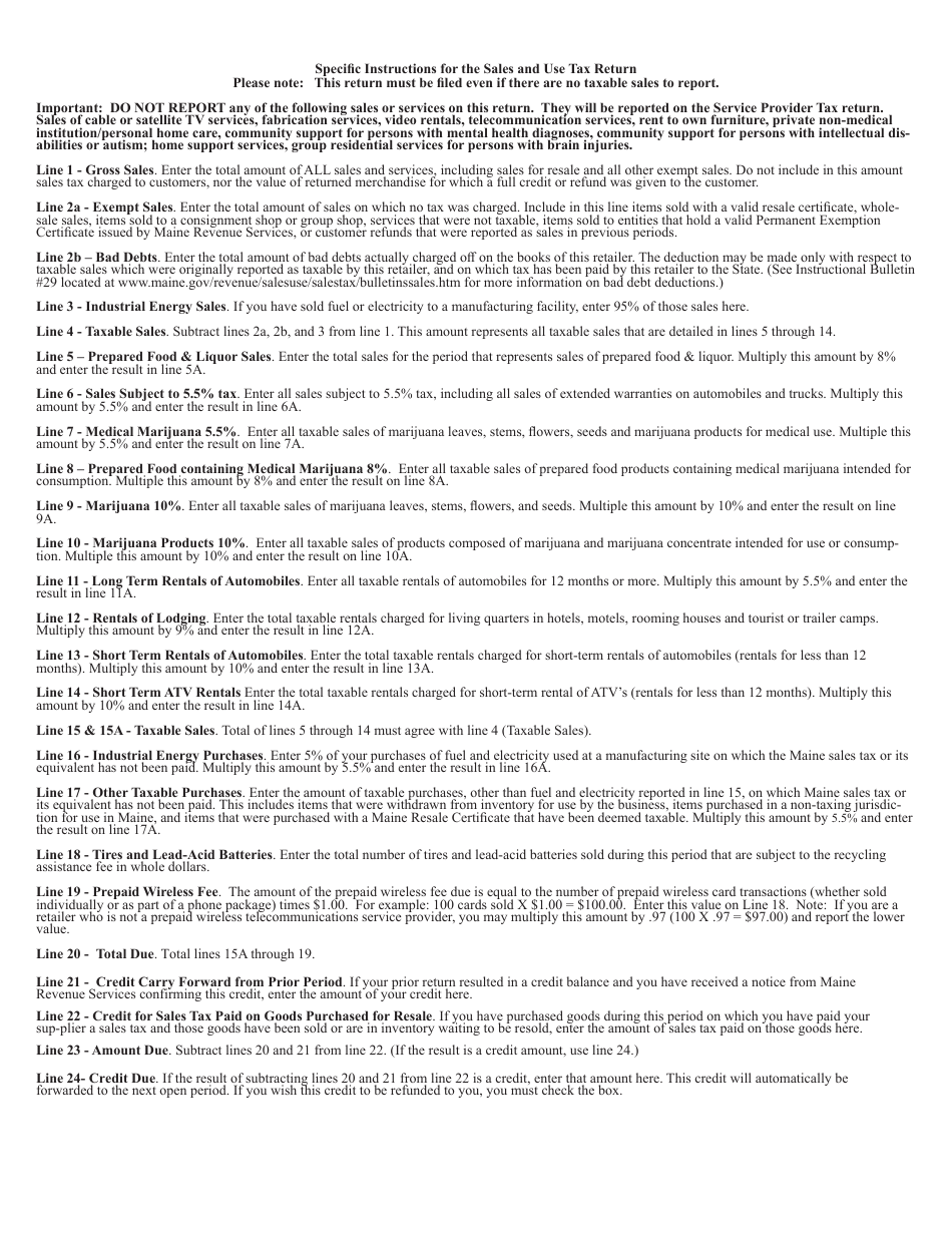 Form ST-7 Sales and Use Tax Return - Maine, Page 3