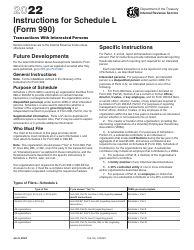 Document preview: Instructions for IRS Form 990 Schedule L Transactions With Interested Persons