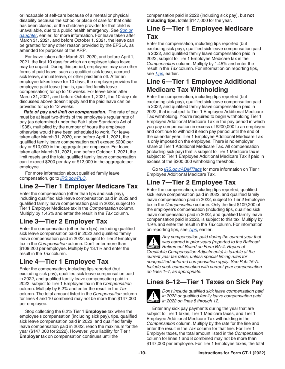 Instructions for IRS Form CT-1 Employers Annual Railroad Retirement Tax Return, Page 10
