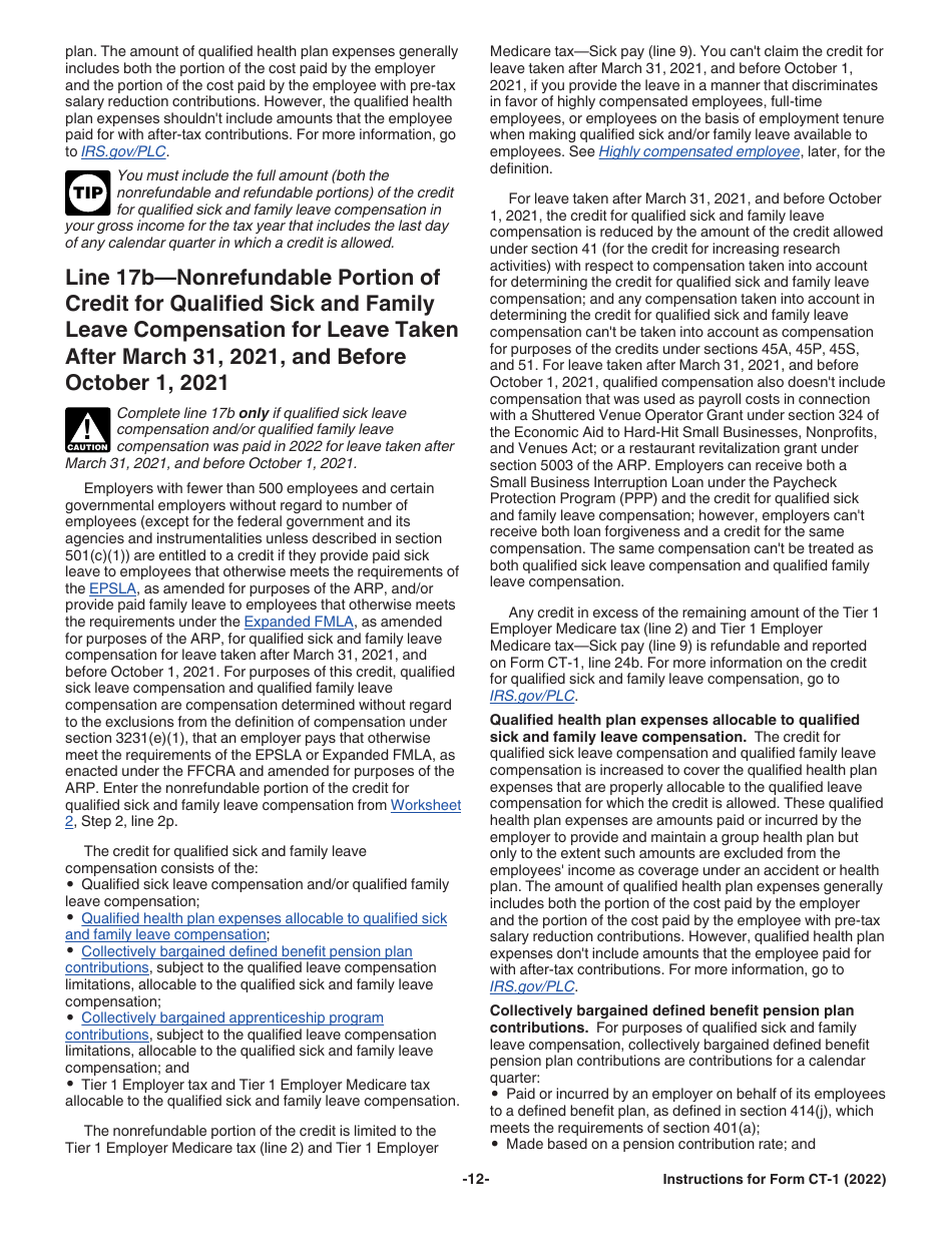 Instructions for IRS Form CT-1 Employers Annual Railroad Retirement Tax Return, Page 12