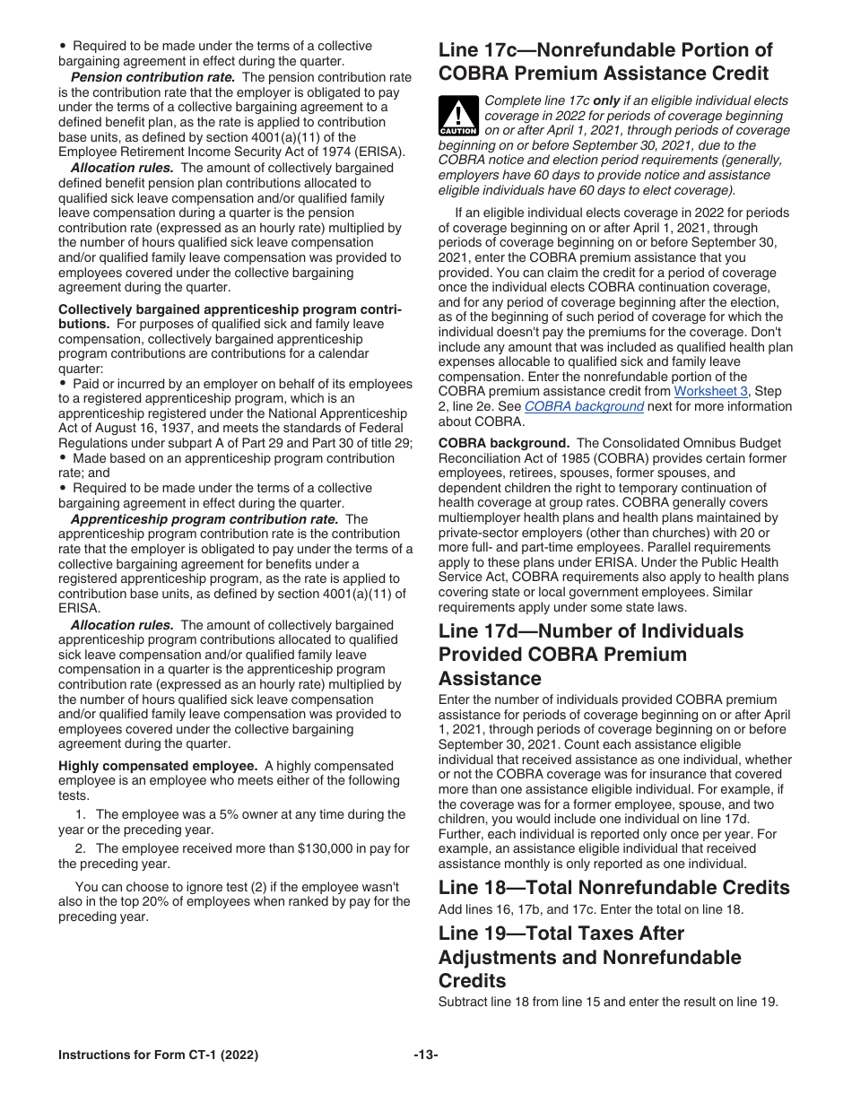 Instructions for IRS Form CT-1 Employers Annual Railroad Retirement Tax Return, Page 13