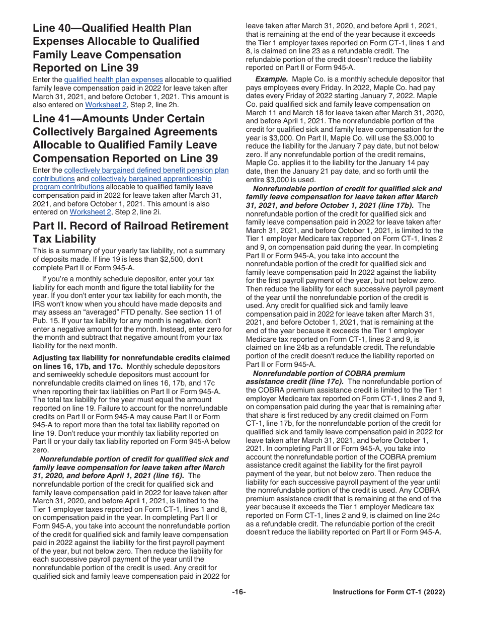Instructions for IRS Form CT-1 Employers Annual Railroad Retirement Tax Return, Page 16