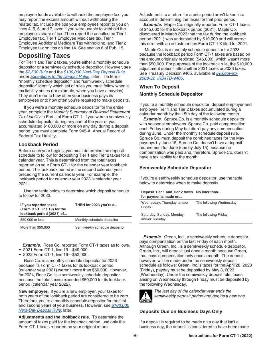 Instructions for IRS Form CT-1 Employers Annual Railroad Retirement Tax Return, Page 6