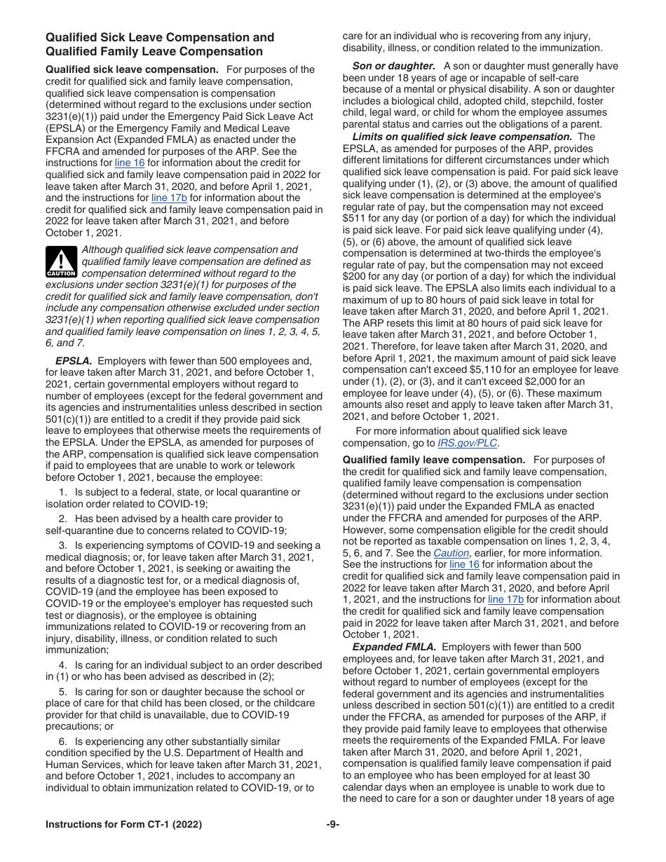 Instructions for IRS Form CT-1 Employers Annual Railroad Retirement Tax Return, Page 9