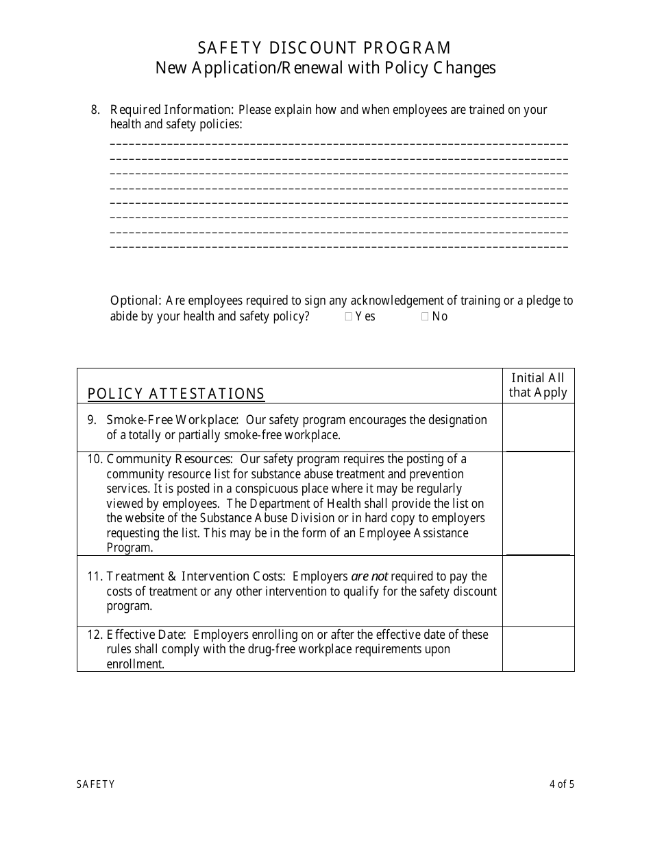 New Application / Renewal With Policy Changes - Safety Discount Program - Wyoming, Page 4