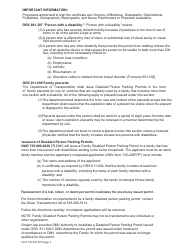 Form 735-265 FPP Disabled Person Parking Family Placard Application - Oregon, Page 2