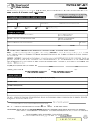 Document preview: Form MV-900 Notice of Lien - New York