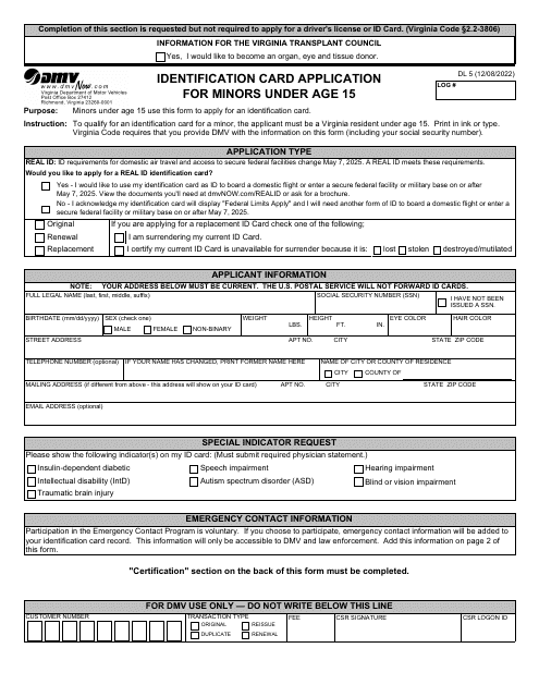 Form DL5  Printable Pdf