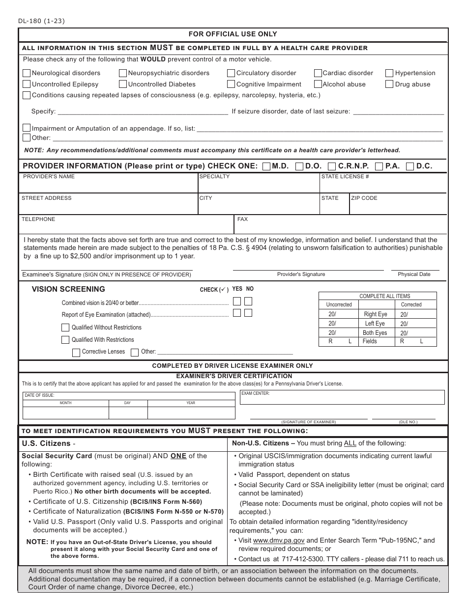 Form DL-180 Download Fillable PDF or Fill Online Non-commercial Learner ...