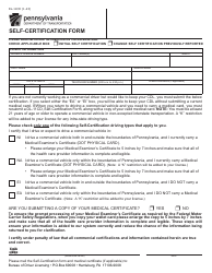 Form DL-11CD Self-certification Form - Pennsylvania